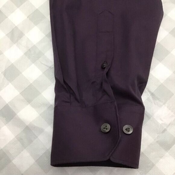 Blu by POLIFRONI men non iron purple dress button down shirt size 18 - Picture 5 of 9